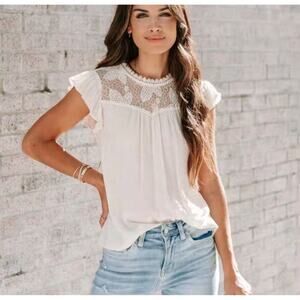 Vici Faye Crochet Lace Babydoll Top Small EUC